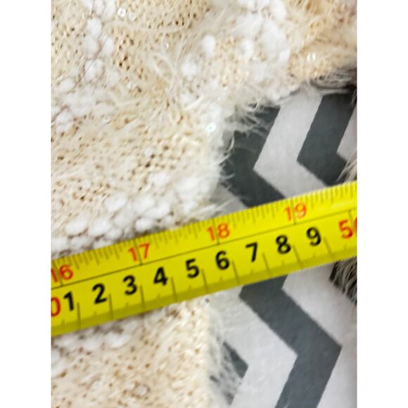 Katsumi L Cream Fuzzy Sequin Striped Knit Sweater - Picture 6 of 8